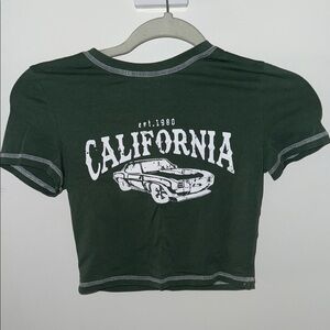 SHEIN Green and White Short Sleeve Tees Casual Style